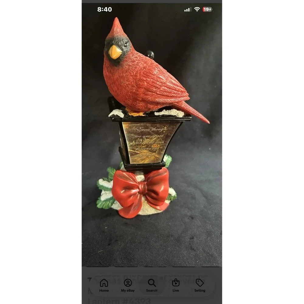 Thomas Kinkade Forever In My Heart Cardinal Lantern Memorial Figurine see chip